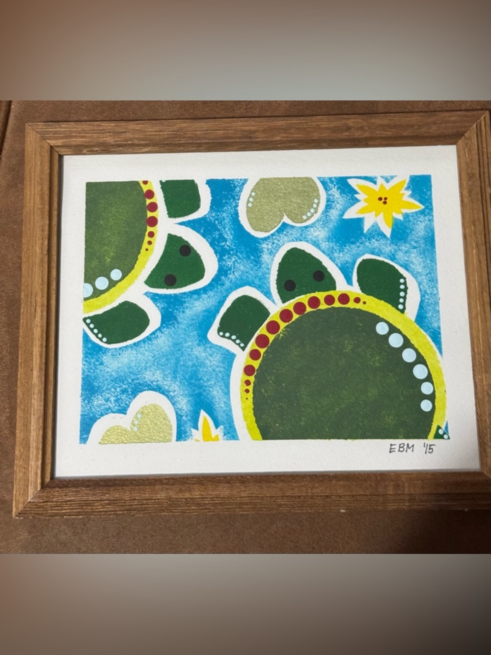 Turtle Art Print in Green and Blue